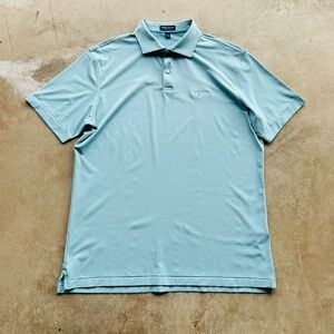 Peter Millar Crown Crafted Golf Polo Men Size Large Striped Stretch Cascata